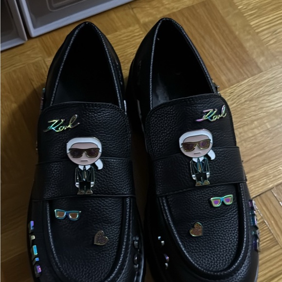 Karl Lagerfeld Black Embellished Loafers - Picture 2 of 5